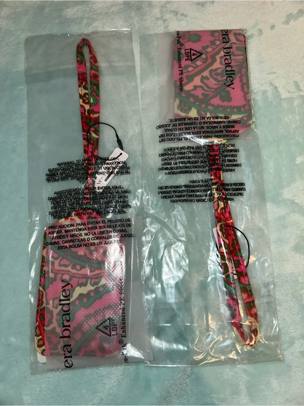 Vera Bradley Capri Pink Printed Travel Luggage Tag Set